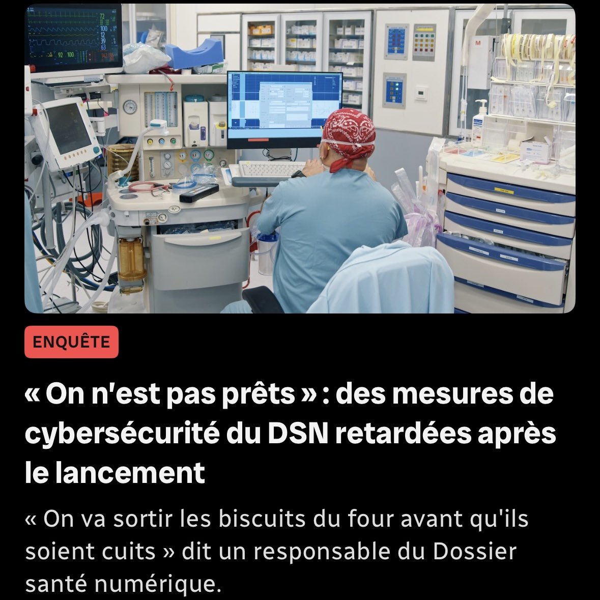 ThomasGerbet's tweet photo. Certaines failles de cybersécurité du Dossier santé numérique (DSN) ne seront pas complètement comblées  avant le lancement du 9 mai, révèle une enquête de Radio-Canada, grâce à des documents et 6 sources. Santé Québec assume un « risque résiduel ». https://t.co/s1OOeJRFP7 https://t.co/DXIuW7z7KJ