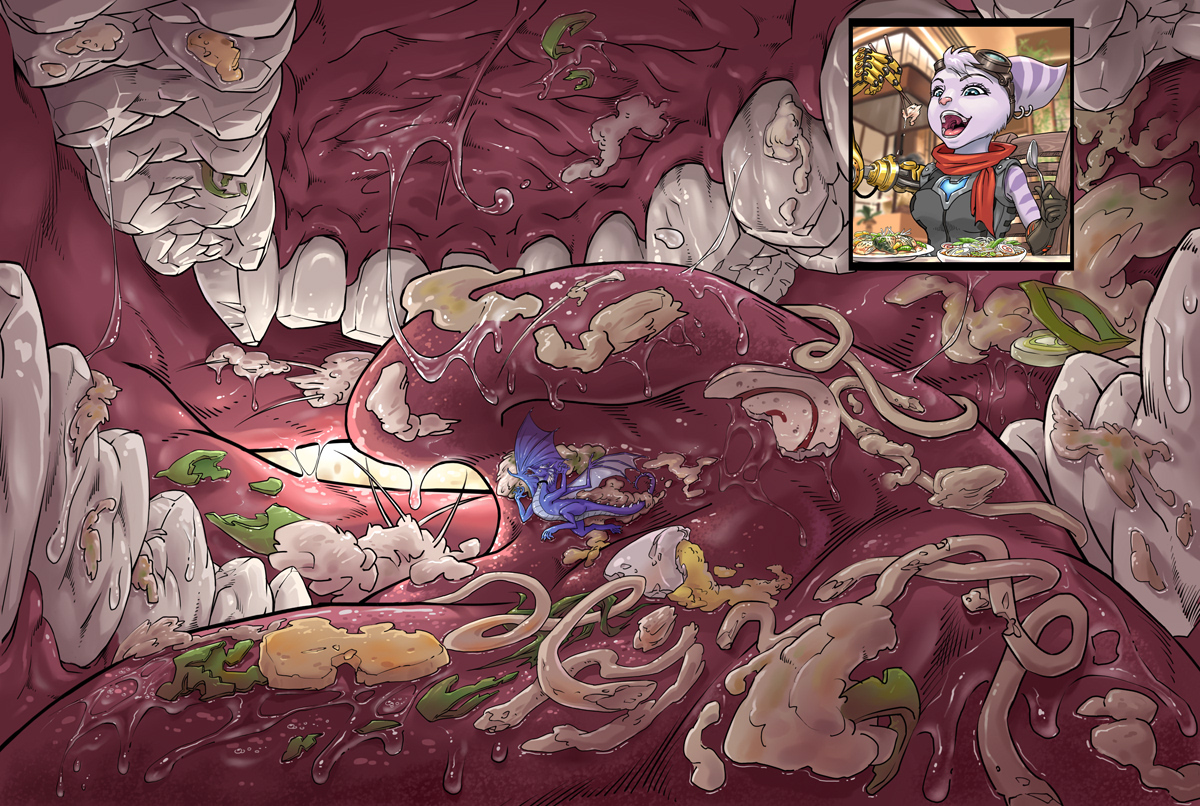 RobotTitan_TR's tweet photo. Messy Food and Hida in Rivet's Mouth

A commission for Hida.

#furry #anthroart #sizedifference #sizetwtter #giantessVore #tinyman #sizeart #fanart #internalview #giantessmouth  #saliva #gamefanart
#Rivet #RatchetandClank https://t.co/PLjCAI0L5h