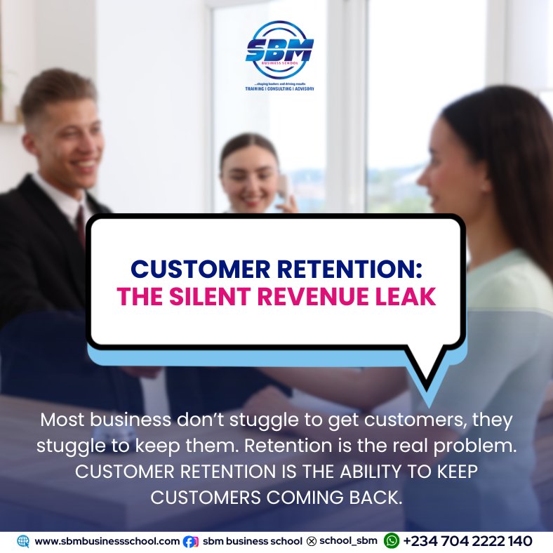 school_sbm's tweet photo. Customer retention remains one of the most critical pain points for businesses today.

 Many businesses focus heavily on acquiring new customers, but struggle to keep the ones they already have. This silent gap in retention is often what leads to unstable revenue, https://t.co/UfeBhM0gqc