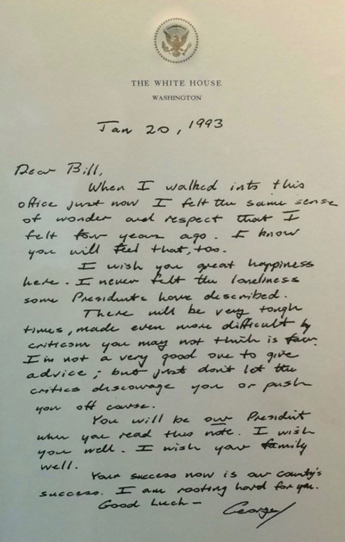 SundaeDivine's tweet photo. Bush’s letter feels like it came from another planet - one where political rivals were still countrymen, not enemies. The ink is only 33 years old, but the sentiment might as well be from a century ago. https://t.co/ndadHz71eJ