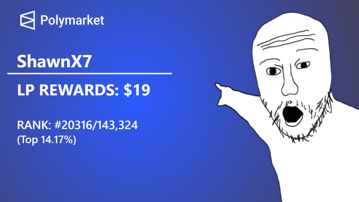 Sitting in the Top 15% with just $19 in LP rewards 👀

Dont sleep on $POLY guys. 

It will be one of the biggest airdrop in 2026. Prediction market is the new meta. 

Poly will be out very soon .

Here is the link if you are just getting started -> polymarket.com/?r=ShawnX7