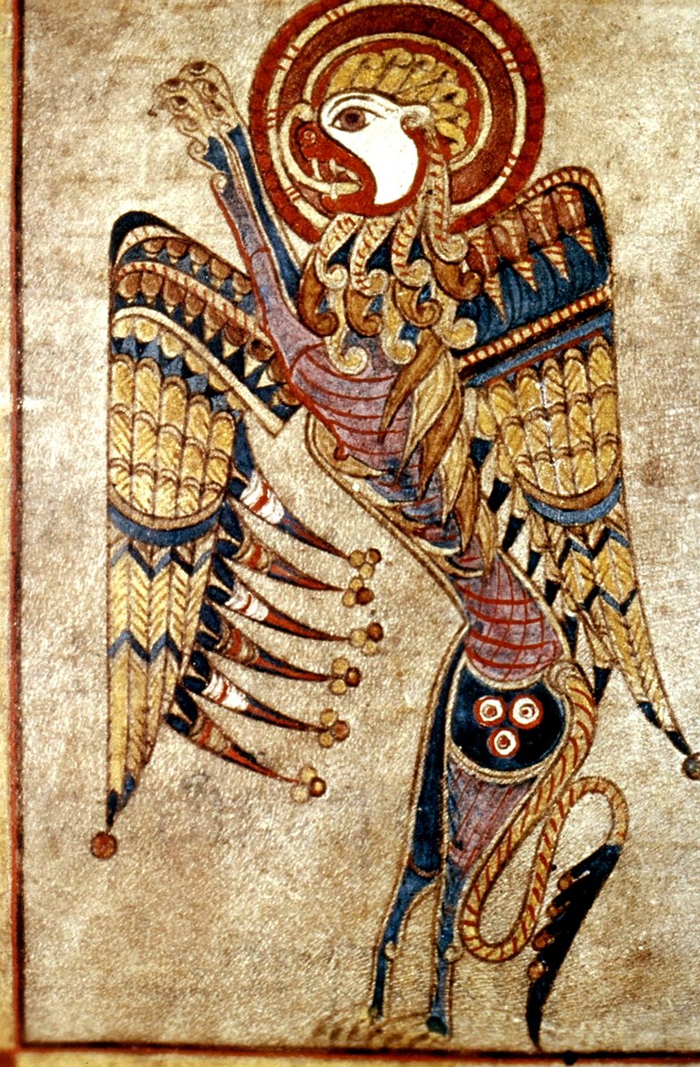 Saint Mark as a Lion, with cintamani from The Book of Kells, Illuminated Celtic Gospels, Ireland, ca. 800