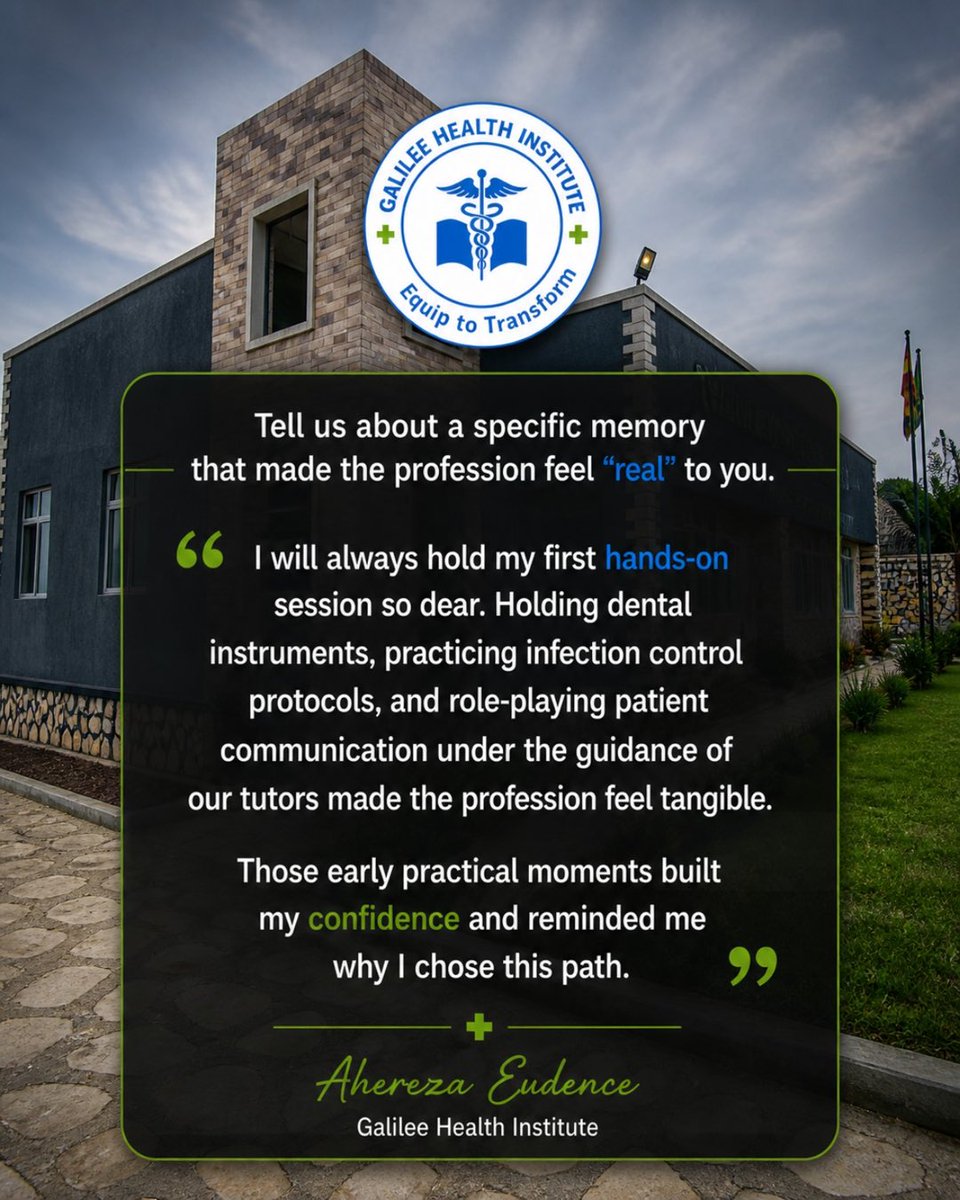 ghicampus's tweet photo. Eudence | Diploma in Public Health Dentistry 🦷 "Beyond the clinic." Read to hear why she chose GHI and why it was the best decision. #galileehealthinstitute #StudentSpotlight
#july2026intake https://t.co/ZcMEtQm6D8
