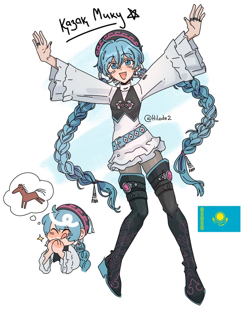Hilode2's tweet photo. Kazakhstan mentioned, so I had to share my modern Kazakh versions of Miku and Teto that I drew 🦅🦅🦅🦅 https://t.co/HEuWR8Xcpi