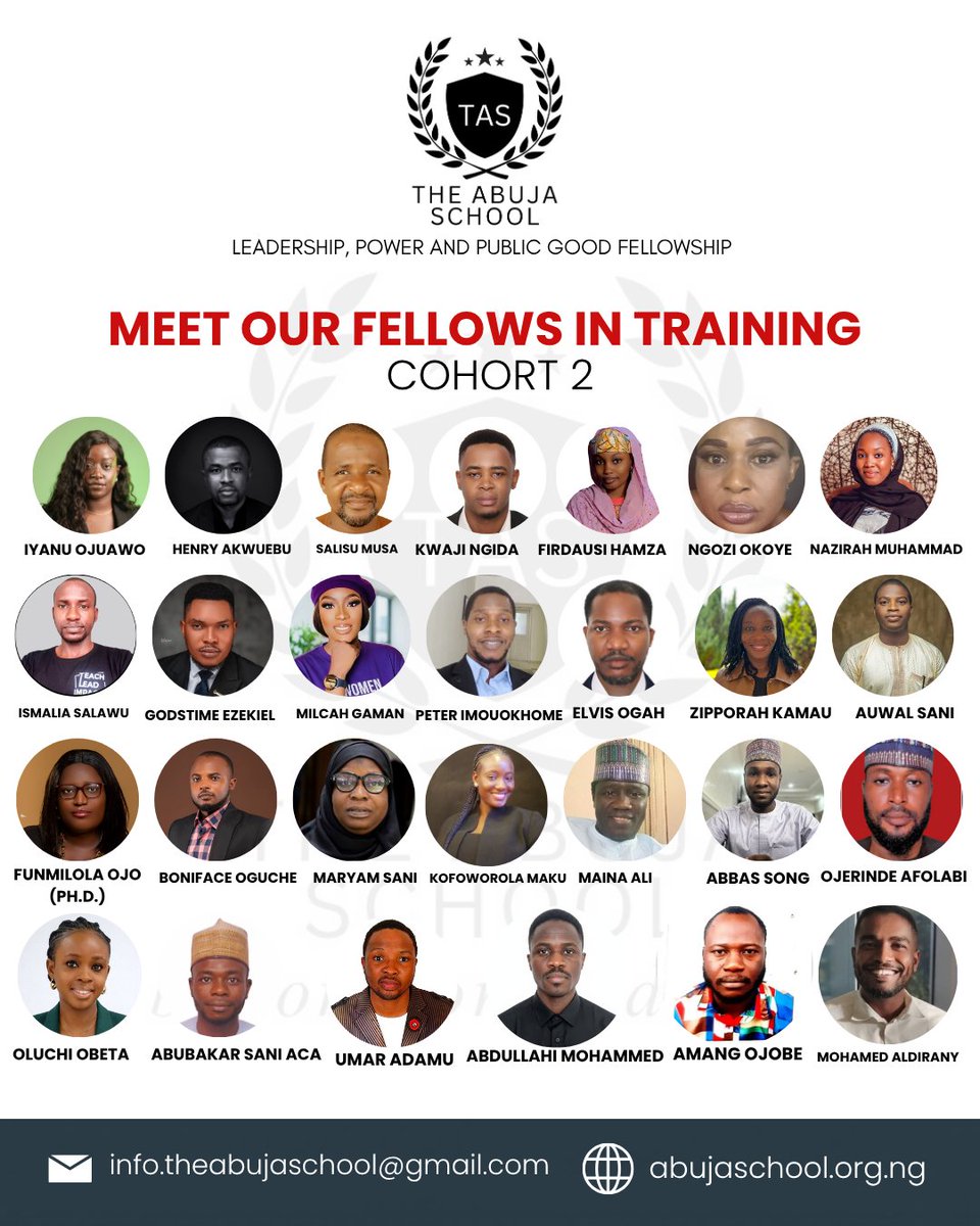 TheAbujaSchool's tweet photo. Meet the next generation of leaders.

We’ve selected our Cohort II fellows for the Abuja School Fellowship on Leadership, Governance, and the Public Good.

Congratulations to all selected fellows.
#AbujaSchool https://t.co/jofSM7ZvY8