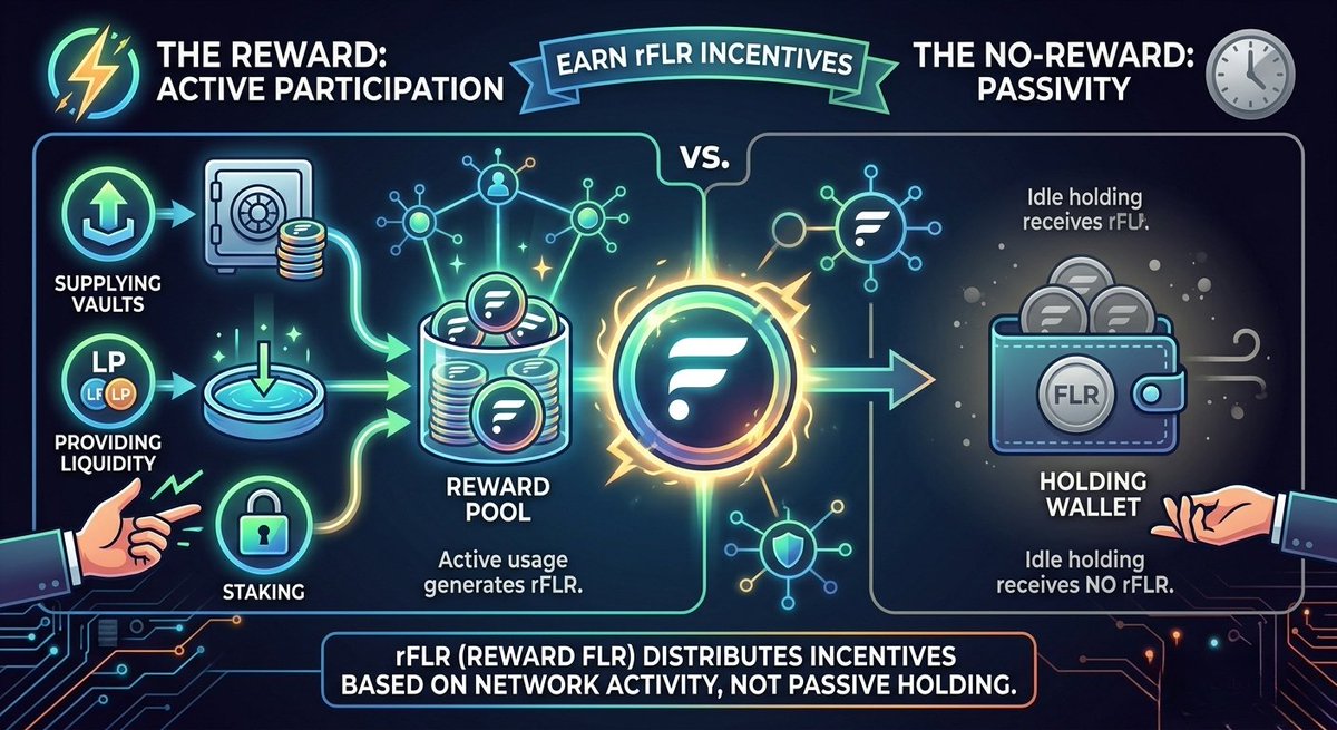 4AhomeLOAN's tweet photo. rFLR stands for "Reward FLR." It is the mechanism @FlareNetworks uses to distribute FLR token incentives to participants who actively use the network — supplying to vaults, providing liquidity, staking — instead of just holding. Activity is rewarded. Passivity is not. 🏅
#rFLR #FLR #FlareNetwork #FlarEDUcation
