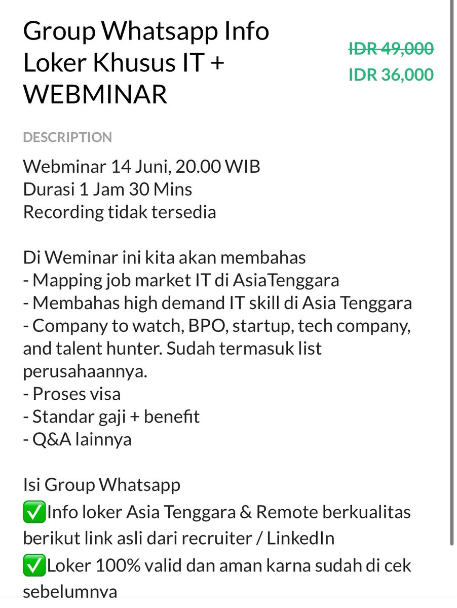 Applyajadulu's tweet photo. Teman-teman.
Bulan juni nanti aku ngadain Webminar untuk IT dan Non IT lagi ya.

Yuk yang mau ikut silahkan.
Untuk yang udah gabung group, webminar ini selalu free ✨✨✨ https://t.co/L7z8MYVsoR