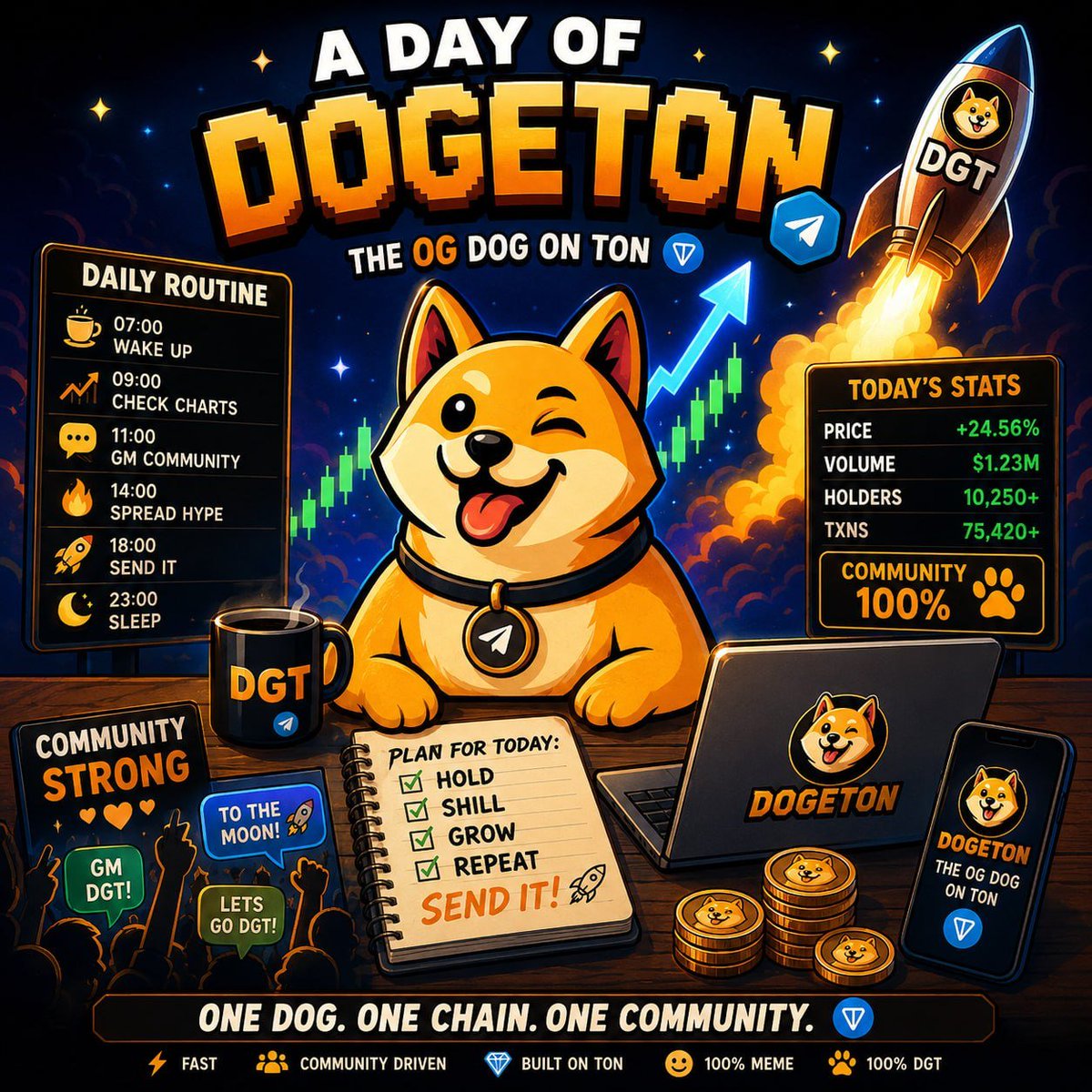 dogetontoken's tweet photo. A day in the life of Dogeton https://t.co/btCPauWHQ1