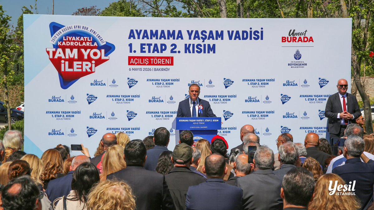 ibbyesilist's tweet photo. Ayamama Yaşam Vadisi’nde yeni bir etap daha İstanbullularla buluştu. 🌿

Kentin içinde doğayla yeniden temas kurabileceğimiz, nefes alabileceğimiz kamusal alanları çoğaltmaya devam ediyoruz.

Ayamama Yaşam Vadisi 1. Etap 2. Kısım’ın açılışını; İBB Başkan Vekilimiz Nuri Aslan, Genel Sekreterimiz Prof. Dr. Volkan Demir, Genel Sekreter Yardımcımız Doç. Dr. Pelin Alpkökin’in katılımıyla gerçekleştirdik.

Bakırköy’e kazandırılan bu yeni yaşam alanı; yeşil dokusu, yürüyüş rotaları, dinlenme alanları ve çocuklara yönelik sosyal kullanım alanlarıyla kent yaşamına yeni bir nefes katacak. 💚

@istanbulbld 
@nuriaslan_tr 
@VolkanDemir_PhD 
@alpkokin_pelin 
@tolmhan 
#Yeşilİstanbul