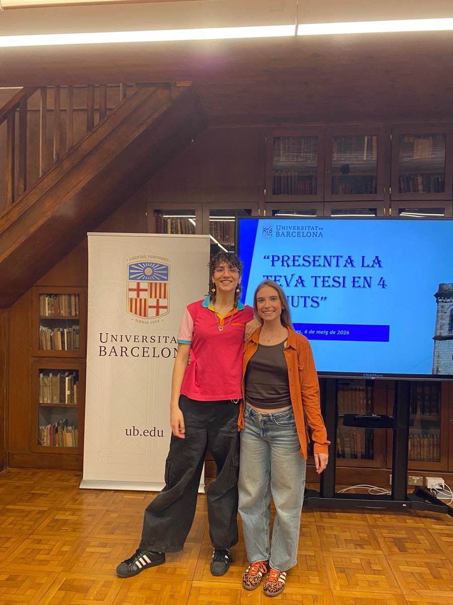 NextNps's tweet photo. Our PhD candidates Berta Fumàs and Martalu D. Pazos have participated in the Universitat de Barcelona “Presenta la teva tesi en 4 minuts” competition, presenting their research in a concise and engaging format. Well done! https://t.co/EB5T0DNqQ4