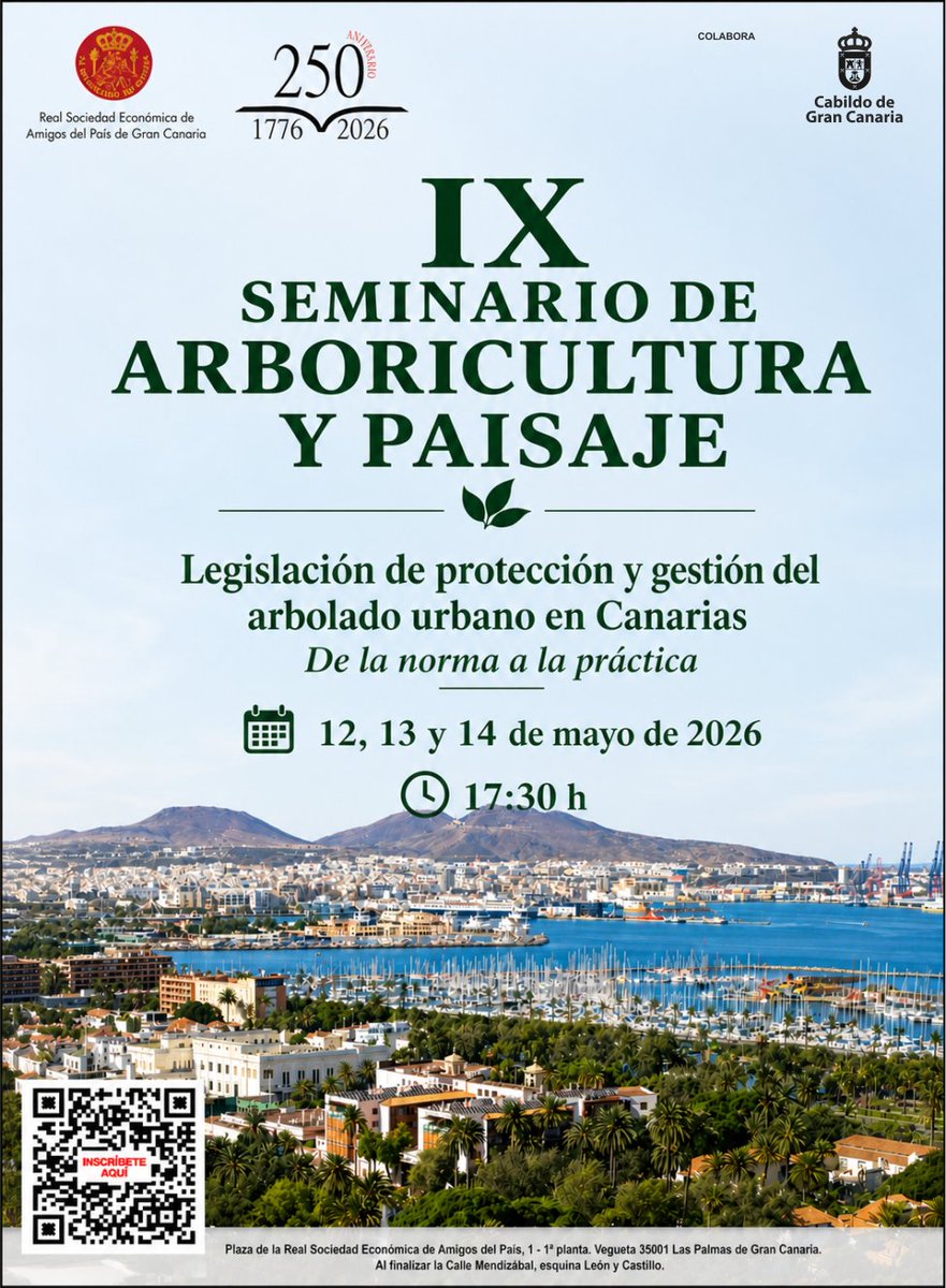 RSEAP_GC's tweet photo. Del 12 al 14 de mayo, celebramos el IX Seminario de Arboricultura y Paisaje bajo el lema ‘De la norma a la práctica’. https://t.co/58iH9F91rW