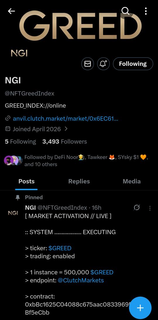 NFTGreedIndex Spots Giveaway

<a href="/critsttv/">Crits</a> just sent me a wonderful message and he wants to give out WL for <a href="/NFTGreedIndex/">NGI</a> . 

Requirements are quite simple;

1: Follow him and the project
2: RT and Like 
3: Reply done with your ETH Address

Good luck frens