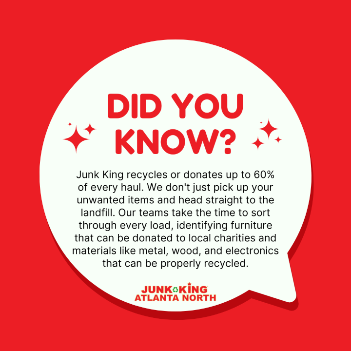 AtlantaJunk's tweet photo. ♻️ Up to 60% of every haul gets recycled or donated 🌎

We sort metal, wood &amp; furniture 🪵🛋️ to keep waste out of landfills 🌱

Book your eco-friendly haul today 🚛📅
#JunkKingAtlantaNorth #JunkKing #JunkRemoval #EcoFriendly #Recycling #Sustainability https://t.co/eRlcvAEWjV
