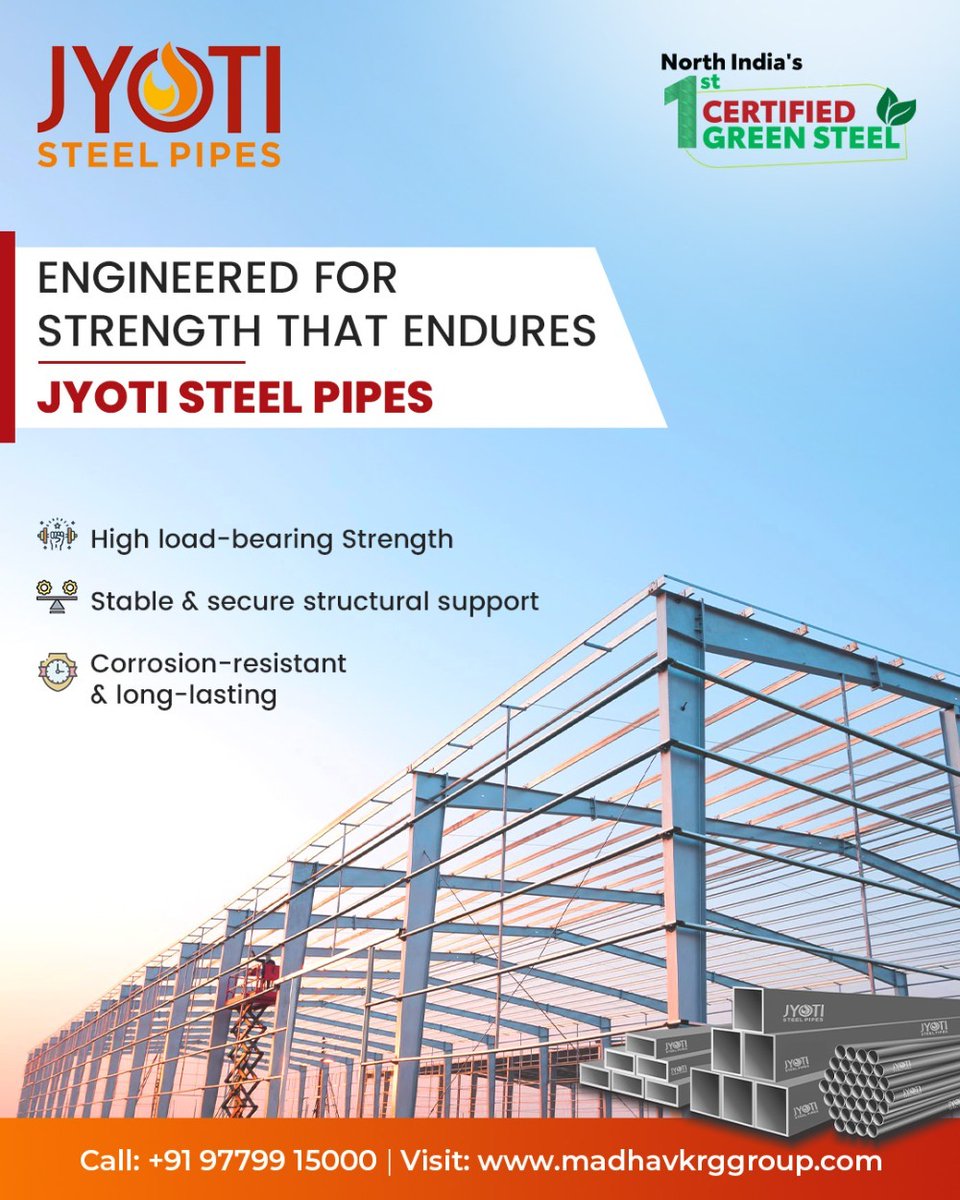 JYOTI_offcial's tweet photo. Built for strength. Designed to endure. 💪
.
📞 Call: +91 97799 15000 | 🌐 Visit: https://t.co/tLegSkXIb1
.
#JyotiSteelPipes #BuiltStrong #SolidFoundations #SteelPipes #ReliableStrength #HarPipemeinBharoseKitaakat #JyotiTMTbars #ReliablePipes #QualityMatters https://t.co/OgEmtB9Oz1
