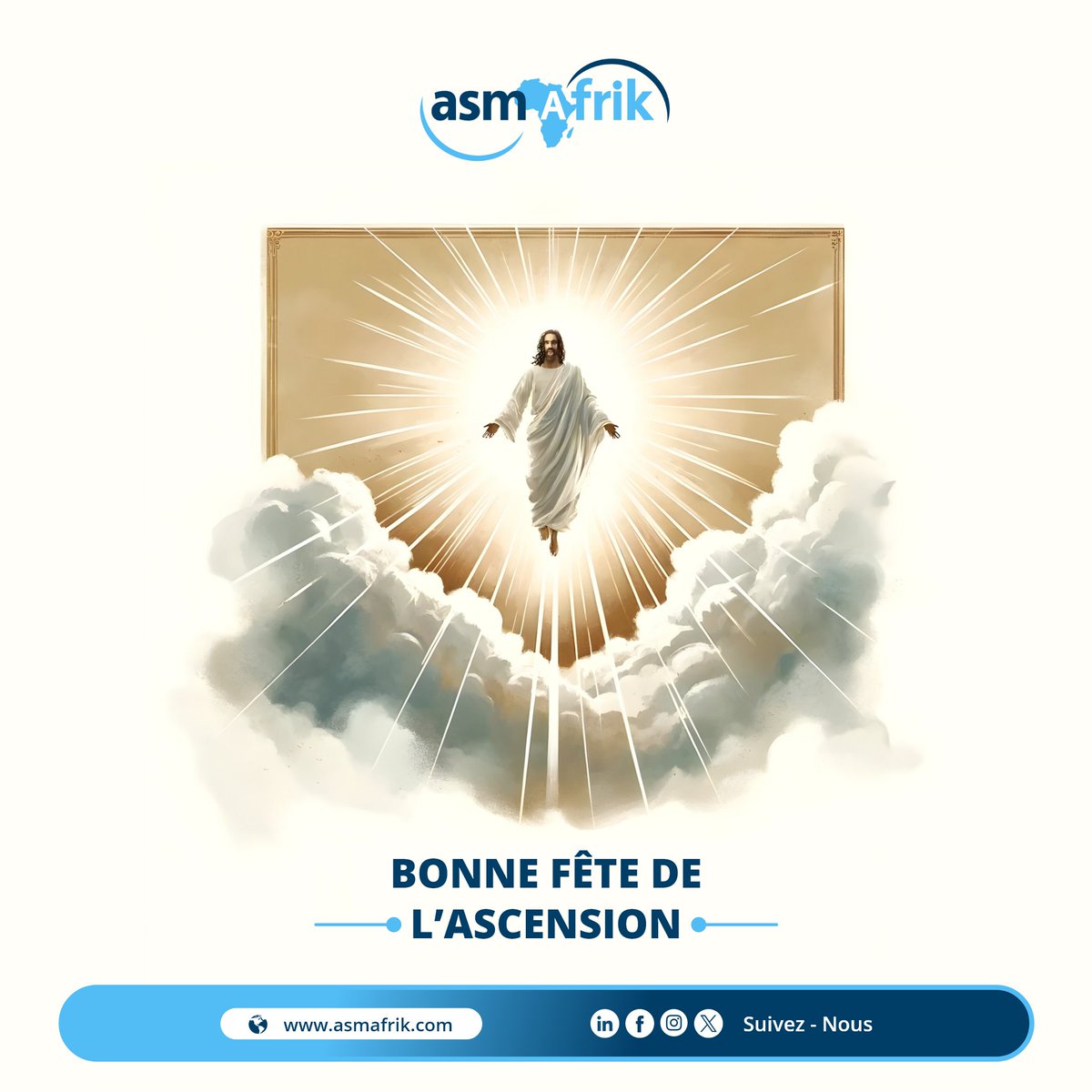 asmafrik's tweet photo. Bonne fête de l’Ascension

À l’occasion de la Fête de l’Ascension, ASM Afrik adresse ses vœux les plus sincères à toutes celles et tous ceux qui célèbrent cette journée.

ASM Afrik vous souhaite une excellente fête de l’Ascension.
#Ascension #FêteDeLAscension #ASMafrik #Espérance https://t.co/8pNdPkXEJe