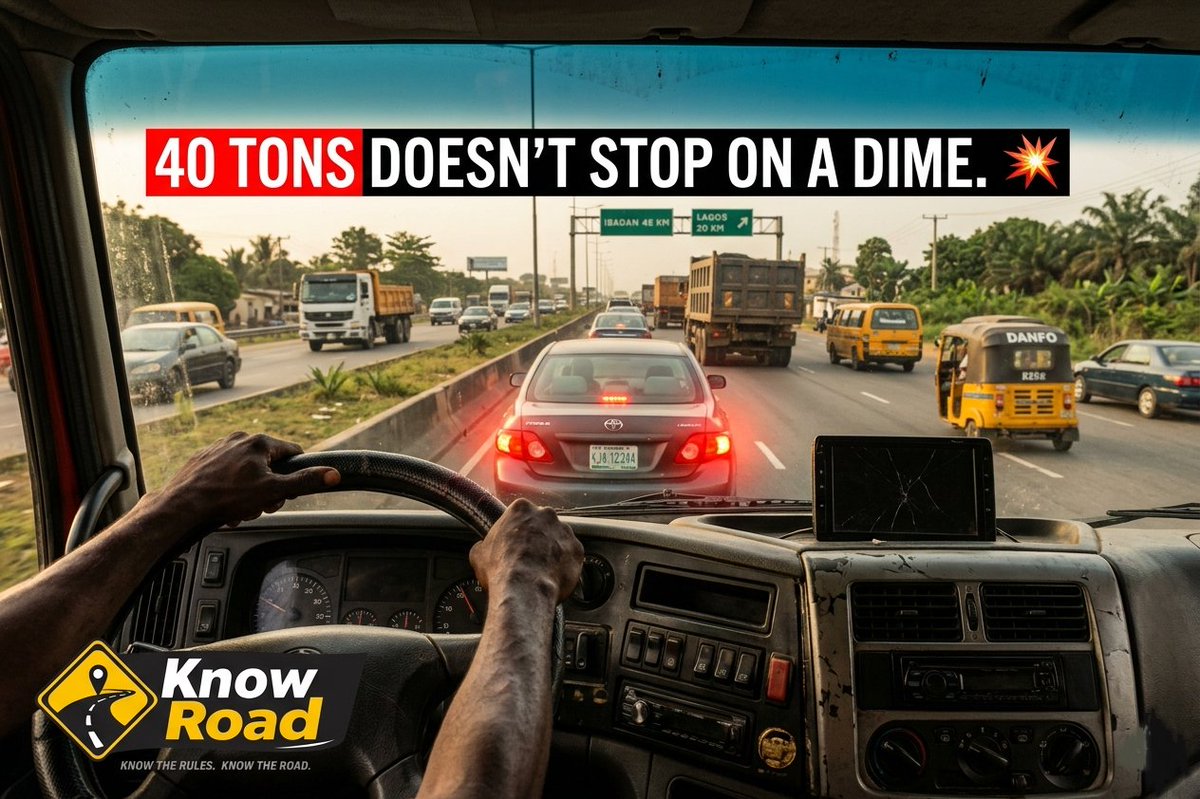 Know_RoadNG's tweet photo. A private car weighs roughly 1.5 tons. A loaded commercial trailer can weigh 40 tons.

​If you quickly overtake a truck and cut right back in front of its bumper, you are stealing the exact space it needs to brake. 40 tons does not stop on a dime; it rolls right over you. 💥 https://t.co/8zG8MFCAnH