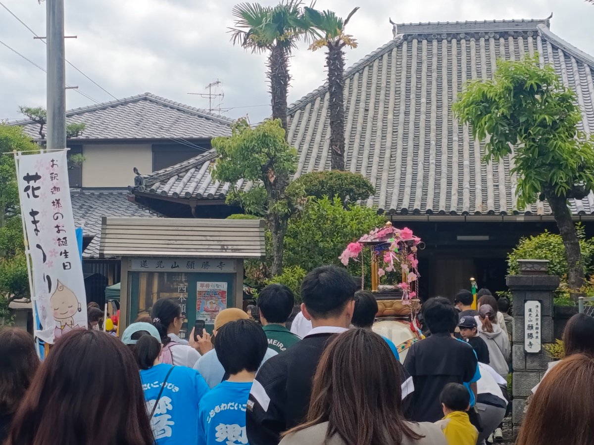 nerikikeiko's tweet photo. 5月6日　花まつりへ🪷

4月8日
お釈迦様の誕生を祝う花まつり🪷
平井地区では旧暦で行われていま

大宝寺さんで
お釈迦様に甘茶をかけ健康をお祈り

お釈迦様乗せた象を
こどもたちが先導して、
願勝寺さんまで平井を練り歩き

願勝寺さんでは
バルーンアート、こども縁日
こども太鼓の演奏など楽しい催し

地域の伝統行事の伝承と
地域のきずなづくりへと
繋がっています🪷

#花まつり
#お釈迦様
#こどもの幸せ
#地域のきずな
#ねりき恵子