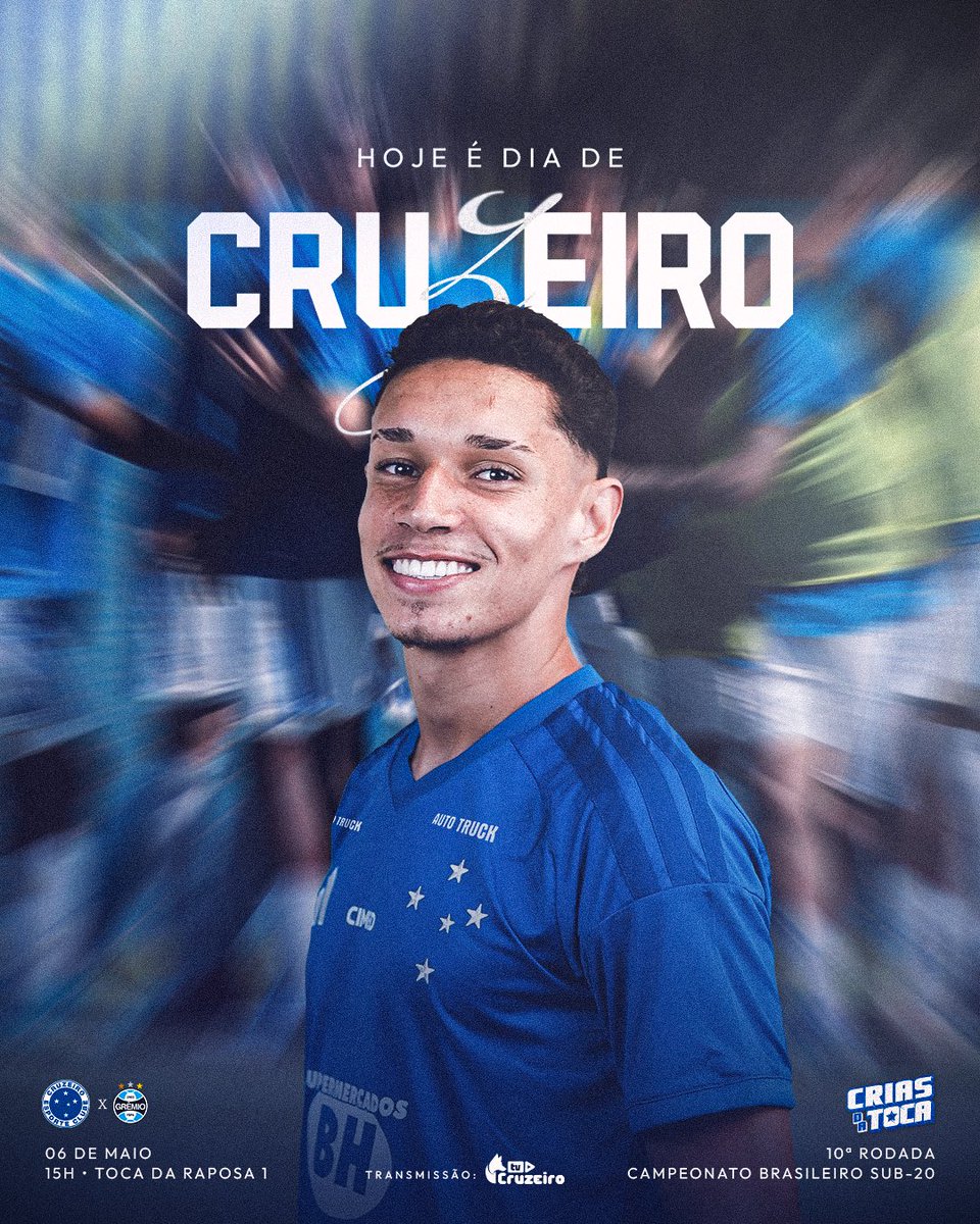 Hoje os #CriasDaToca vão entrar em campo pelo Campeonato Brasileiro Sub-20! 🦊

O Cruzeiro enfrenta o Grêmio, às 15h, e vai em busca dos três pontos! Vamos, Crias! 👊

A partida será transmitida pela TV Cruzeiro!
📺 youtube.com/live/CnxCv1zKm…

#CRUxGRE