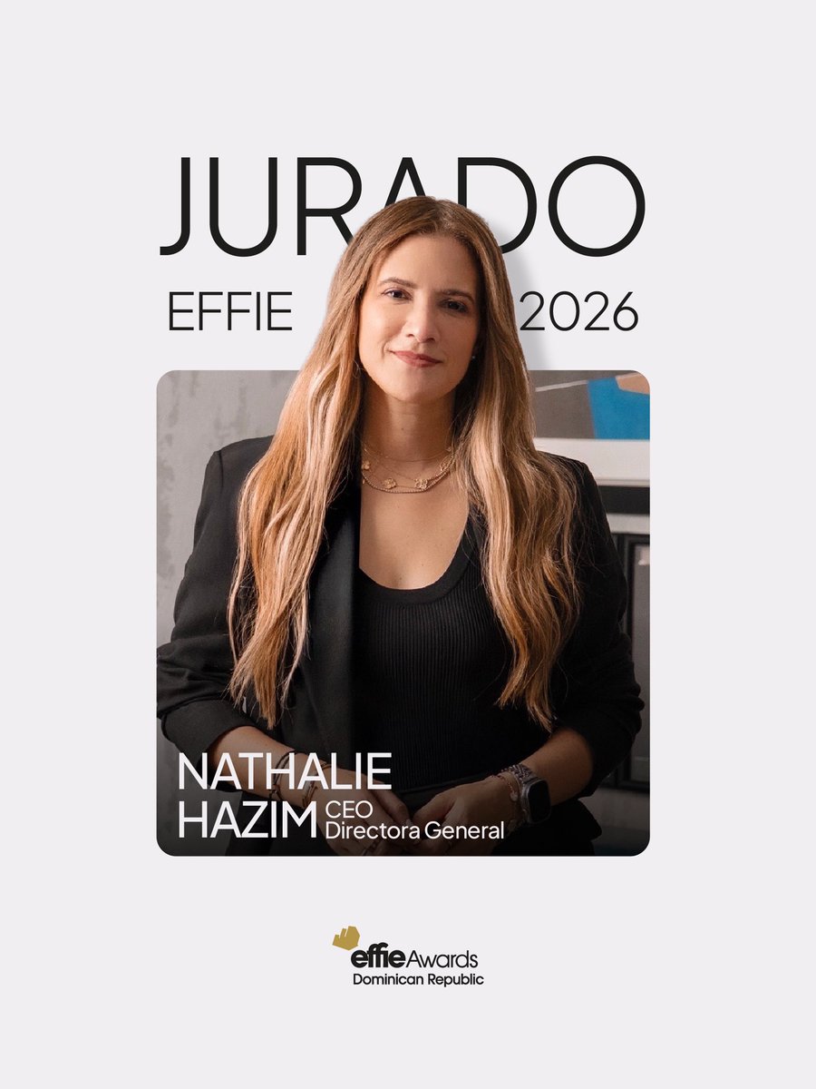 RoomGC's tweet photo. Nos llena de orgullo que nuestra CEO @nathaliehazim, forme parte del jurado de los @effiedominicana 2026 en la primera ronda de evaluación, aportando su criterio y visión a uno de los premios más importantes de la publicidad.🌟

#RoomGC #EffieAwards #JuradoEffie2026 https://t.co/6w15ImGCVl