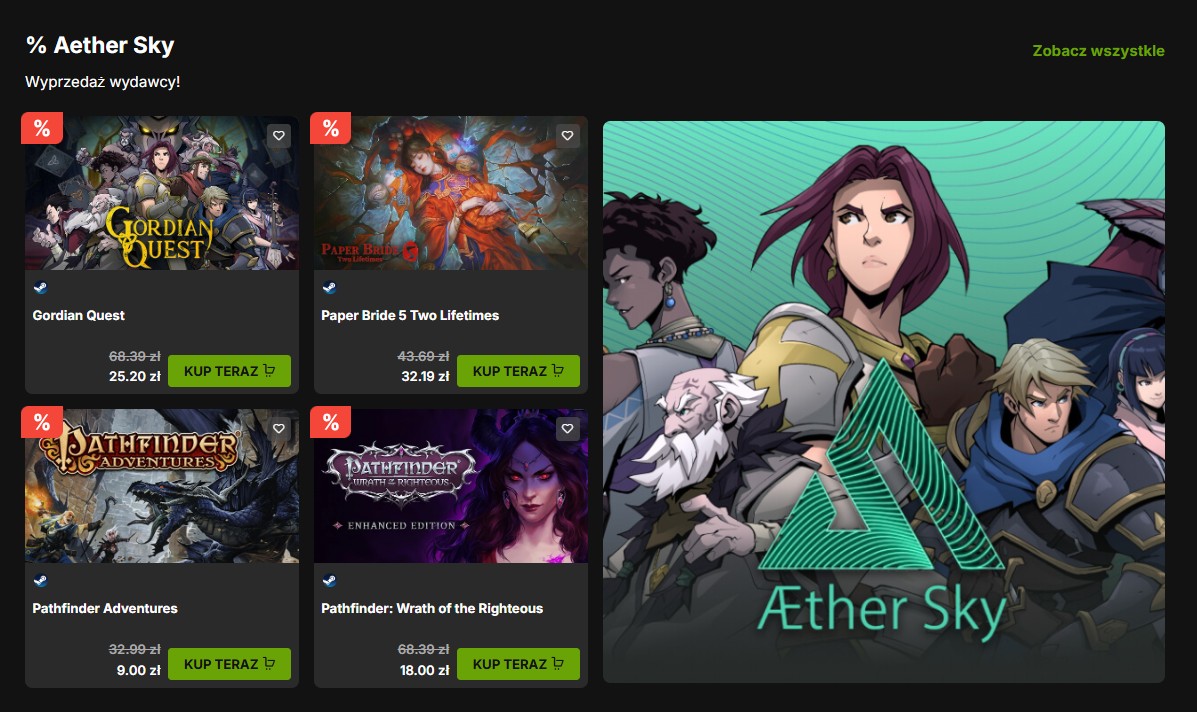 Wybór świetnych gier od Aether Sky:
muve.pl/c/aether-sky-3…
Gordian Quest, Pathfinder: Wrath of the Righteous i wiele więcej z rabatami do -73%