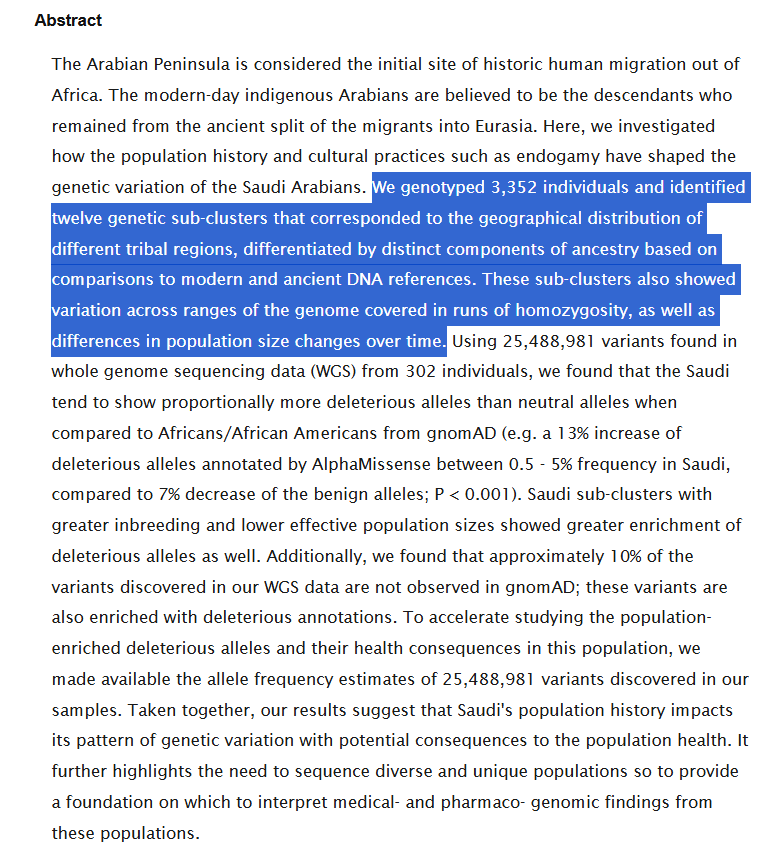 Patterns of population structure and genetic variation within the Saudi Arabian population

biorxiv.org/content/10.110…