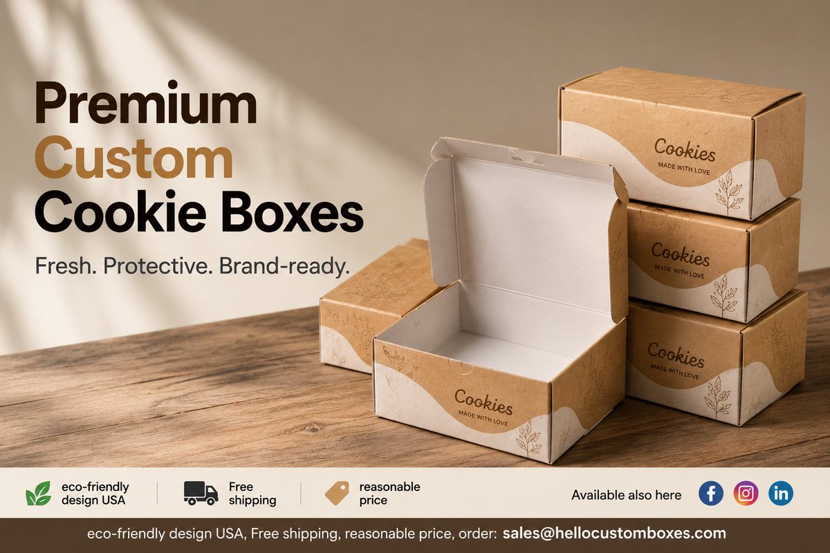 Hellocustombox's tweet photo. Premium custom cookie boxes with elegant bakery packaging, soft pastel accents, sturdy matte finish, perfect for cookies &amp; baked treats. #BakeryPackaging #CustomBoxes #CookieBoxes #PremiumPackaging #PastelDesign #MatteFinish #BakedGoods #Branding https://t.co/zcOsUx69Di