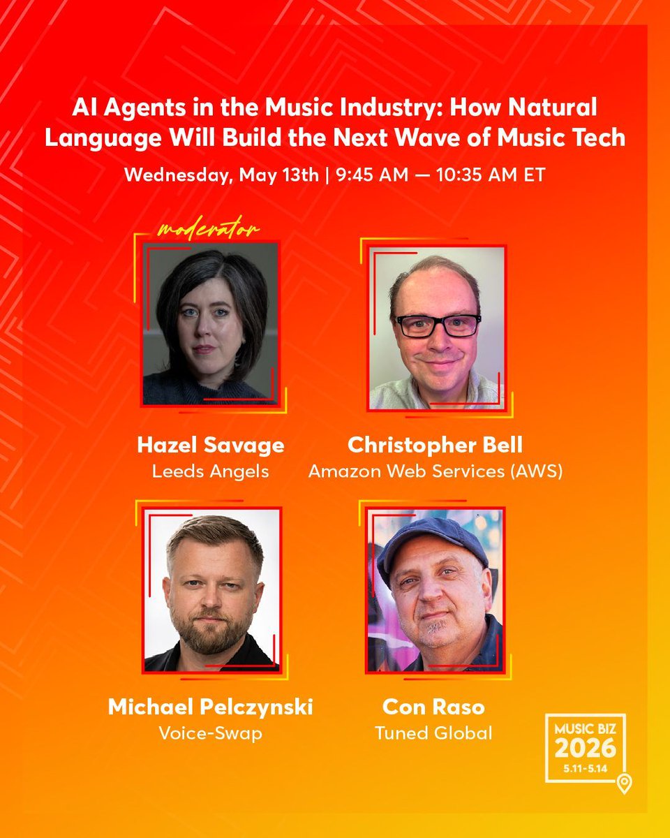 tunedglobal's tweet photo. AI is starting to redefine not just how music is created, but how the industry builds and operates its technology stack.

At Music biz 2026, Con Raso, Tuned Global’s CEO, will take part in the panel : https://t.co/ThY0BoAXZh