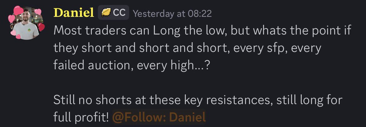 CCPool_Daniel's tweet photo. I truly mean this, if you follow a ‘trader’ that has shorted over the past week, they are not a trader but a gambler.
There has been NO good, high probability short.

I remain fully Bullish, Long, and expecting higher.

For real trades and best setups, follow only the Champs📈 https://t.co/rLunyeAi3o