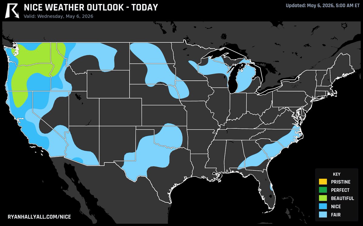 ryanhallyall's tweet photo. The nicest weather in the USA today will occur around Seattle, WA. https://t.co/rETZjibu8A