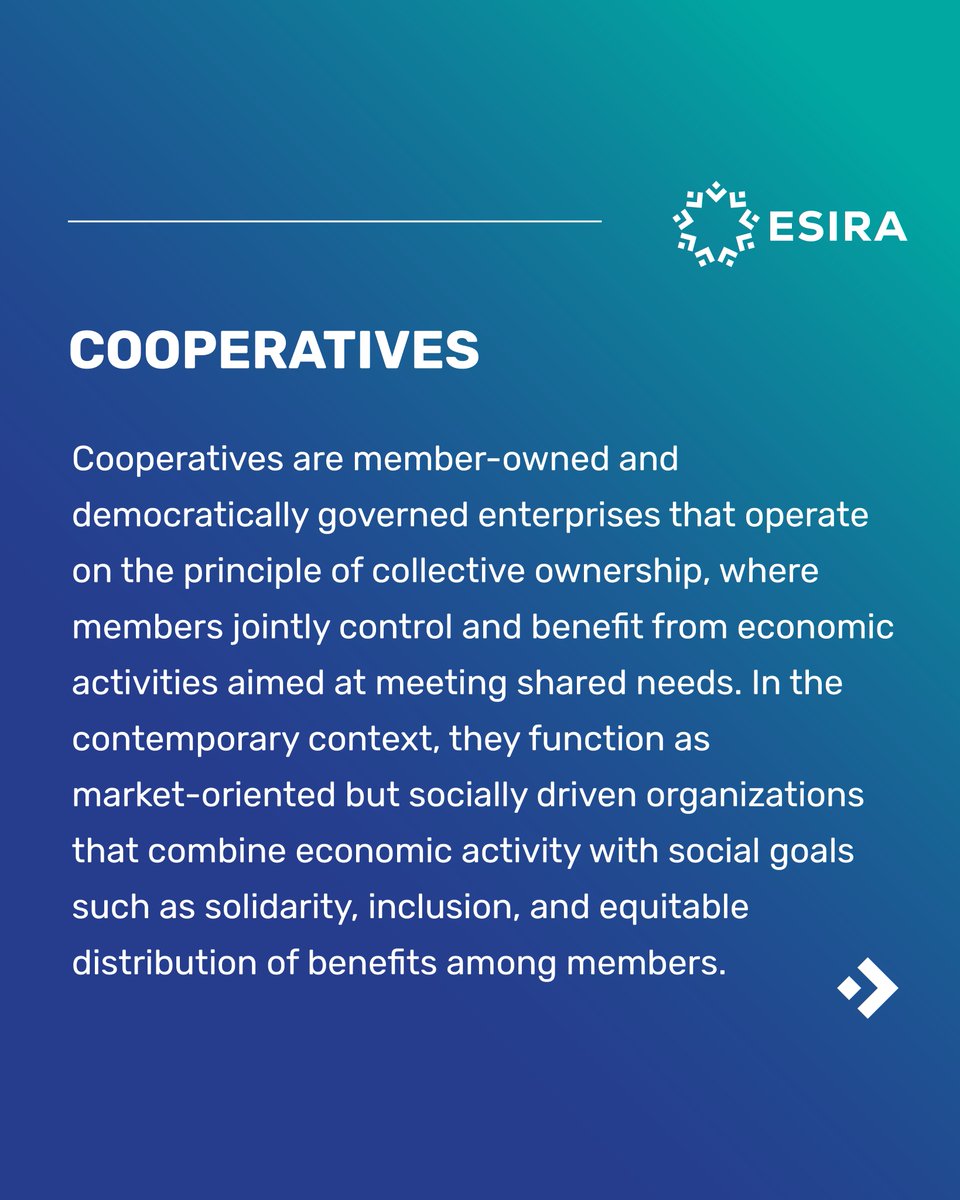 Esira_Project's tweet photo. Today, this legacy is reflected in five main types of organisations:
🔵 Associations
🔵 Foundations
🔵 Cooperatives
🔵 Mutual benefit societies
🔵 Social enterprises https://t.co/V9aLJYJQTD