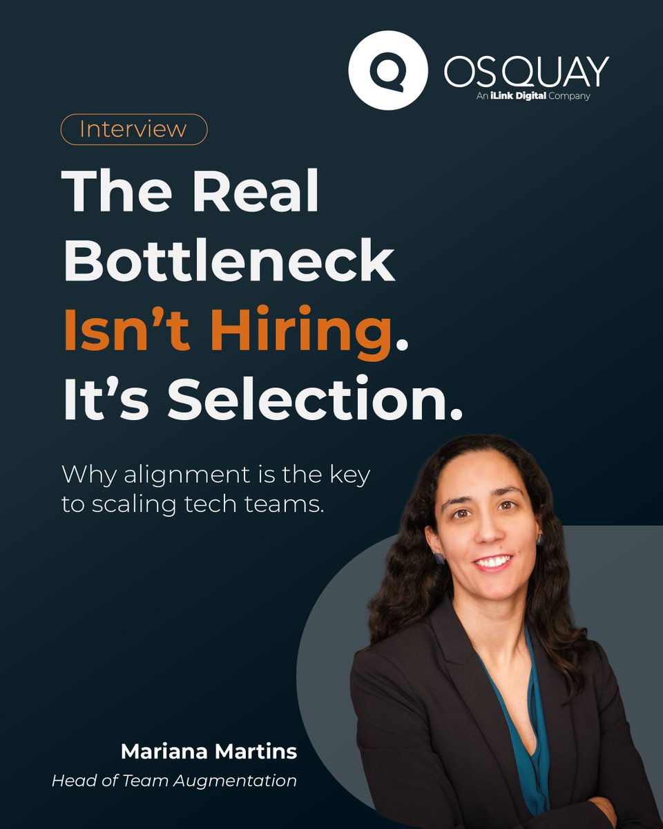 OSQuay's tweet photo. The real bottleneck in tech? It’s not hiring, it’s selection.🎯 

Mariana Martins explains why precision &amp; alignment matter more than volume when scaling teams.
📑https://t.co/jA6mx6FtZ8
⚙️https://t.co/TvLNaGdZmG
📺https://t.co/Sxg8nJKDZM

#TechTalent #OSQuay #TeamAugmentation https://t.co/dCd3pVNBZ5