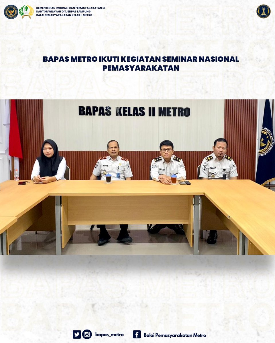 bapas_metro's tweet photo. Kegiatan Seminar Nasional Pemasyarakatan diawali dengan pembukaan resmi oleh Agus Andrianto Menteri Imigrasi dan Pemasyarakatan. Dalam sambutannya, beliau menekankan pentingnya penguatan sistem pemasyarakatan yang humanis, adaptif, dan berbasis pada prinsip reintegrasi sosial. https://t.co/n4zH3eqEJs