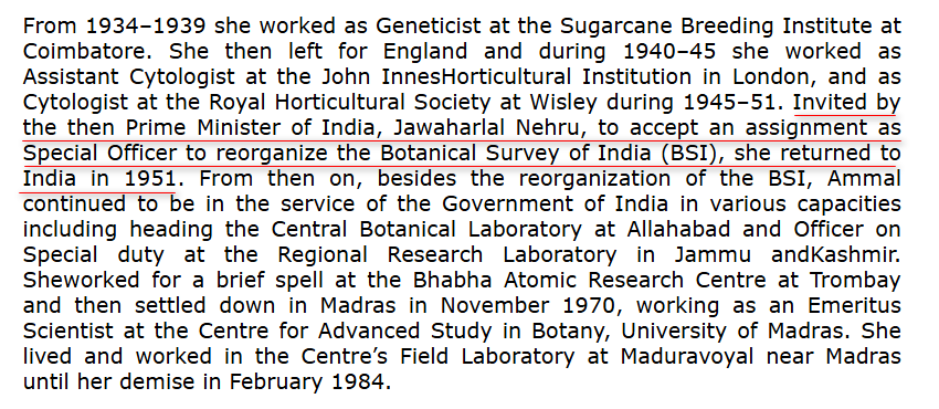 RameshMirch's tweet photo. @aravind She returned to India from England in 1951, invited by then Prime Minister of India, Jawaharlal Nehru, to accept an assignment as Special Officer to reorganize the Botanical Survey of India (BSI)
She was awarded a Padma Shri by the Indian government in 1977. https://t.co/5xw6aHwRYU
