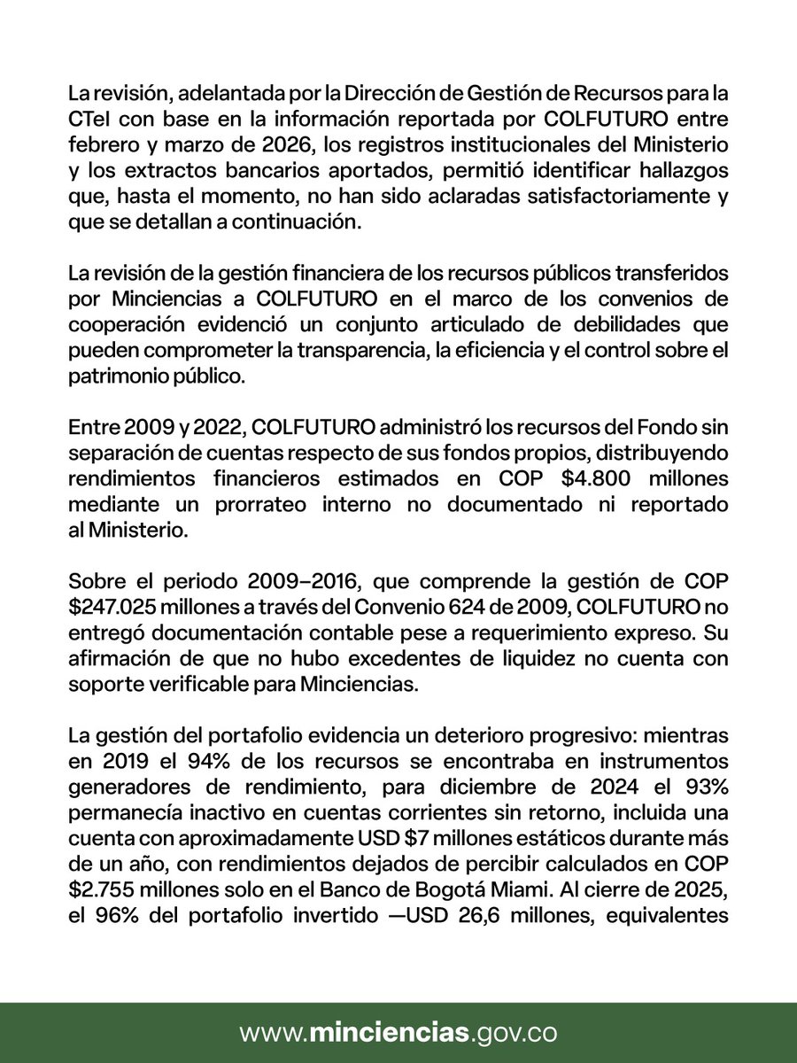 MinCiencias Colombia tweet media