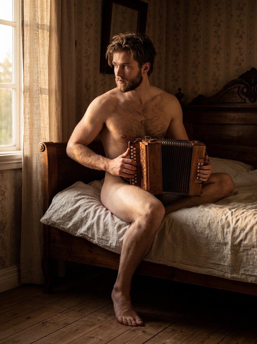 NeuralEros's tweet photo. “The Accordion Player”

On World Accordion Day, music becomes breath, heat and presence — warm rooms, restless hands, and  rhythm.

#gay #gayart #gayaiart #gaymaleart #AIart️️️️️️️️️️️️️️️️️️️️️️️️️️️️️️️️️️️️️️️️️️️️️️️️️️️ https://t.co/0fCqyQiX64