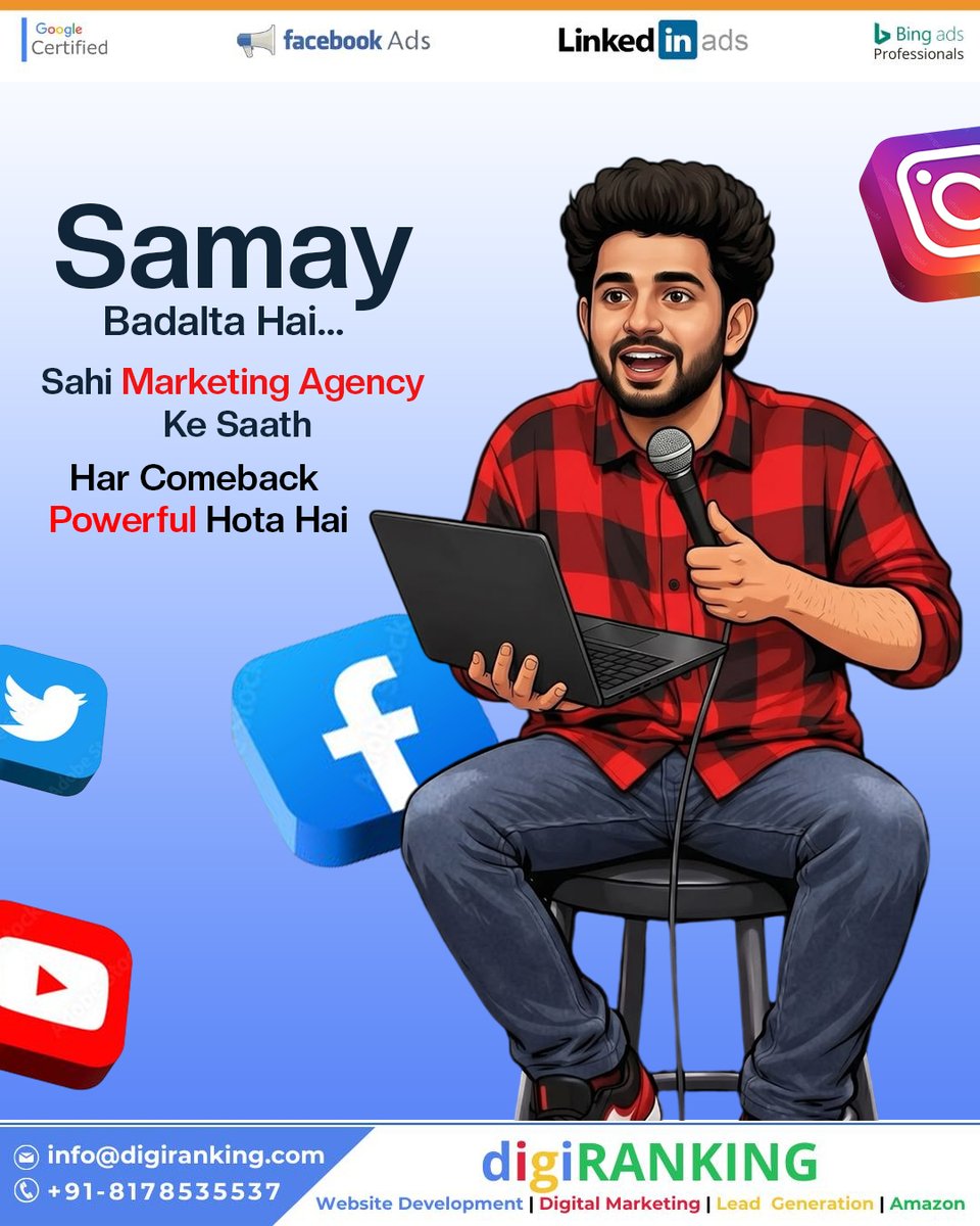 DigiRanking's tweet photo. Samay Badalta Hai..aur hum badalte hain aapka business game
Whether you’re starting fresh or looking for that legendary comeback, the right marketing partner makes all the difference. At digiRANKING, we turn your "time" into "growth" with expert strategies across Google, Meta https://t.co/QzUeV0Sjoe
