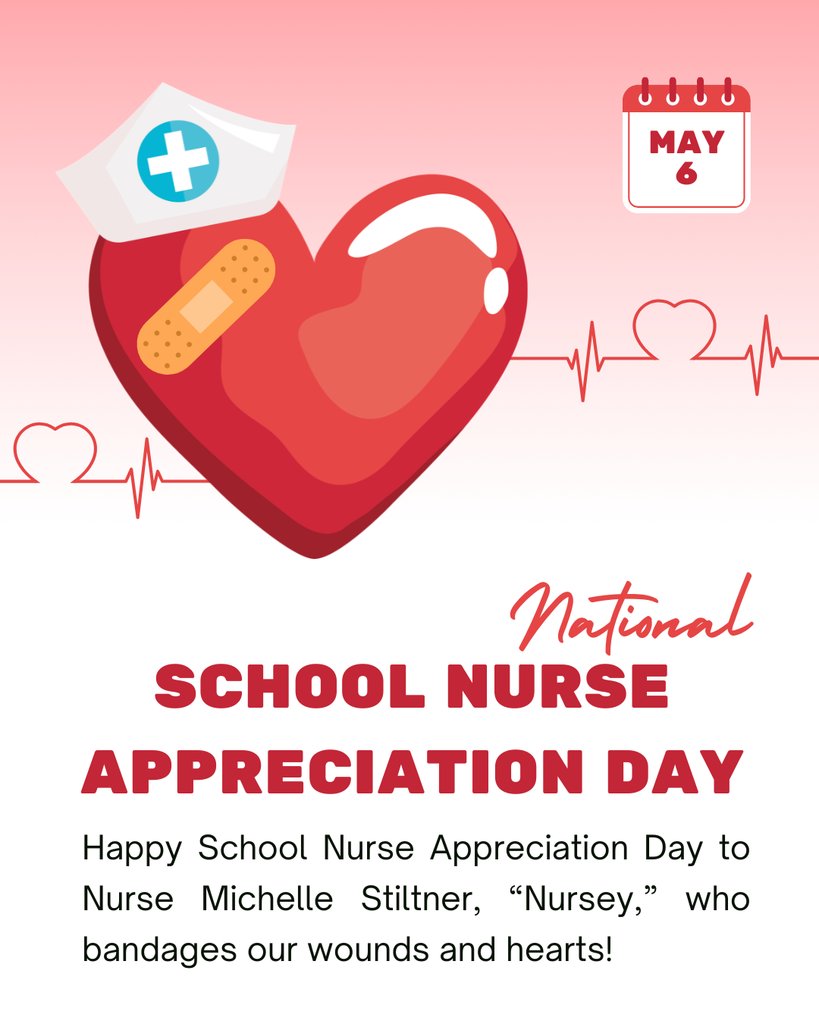 dms_cavs's tweet photo. Today is National School Nurse Appreciation Day, and we are so thankful for Michelle Stiltner for all she does to take care of us! 🩺❣️ https://t.co/E0vEh0ie1d