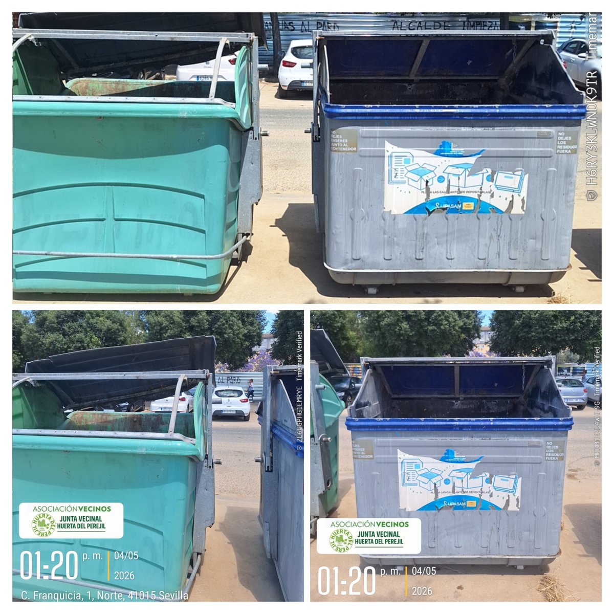 huertadlperejil's tweet photo. 🚨👏 Damos las gracias a @LipasamSevilla y al Distrito Norte por haber atendido con rapidez esta solicitud 👍
Se ha procedido a la reposición de los dos contenedores que estaban sin tapas en el mercadillo de Los Carteros 🗑️🔧
Una actuación necesaria para mejorar la higiene y el servicio en la zona ♻️✨
@Mj_torres2
@Dto_Norte 
@jdelarosa100 @eveliarincon  @jlsanzalcalde @PPAytoSevilla
@JuanToAragon
@pedroajaime @pinomontanopsoe @PSOEAytoSevilla 
@antoniomunozsev 
@SusanaHornillo 
@VOX_SevCapital