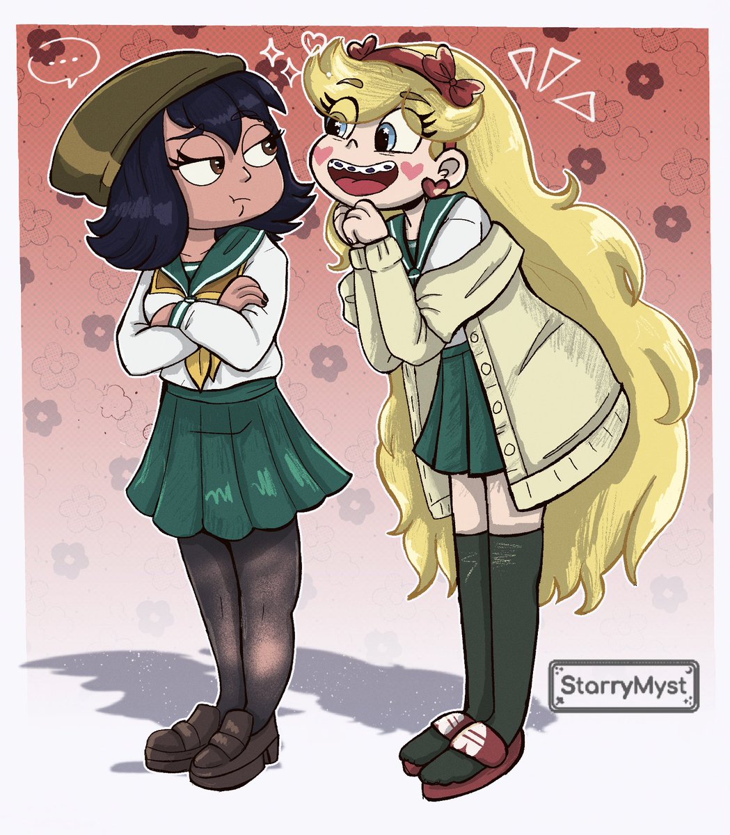 StarryMyst's tweet photo. A little Janstar school AU moment because they make my brain sparkle like cheap glitter glue ✨💜

•
#starvstheforcesofevil #svtfoe #janstar #jannaordonia #starbutterfly #fanart https://t.co/oNRrHVxMKG