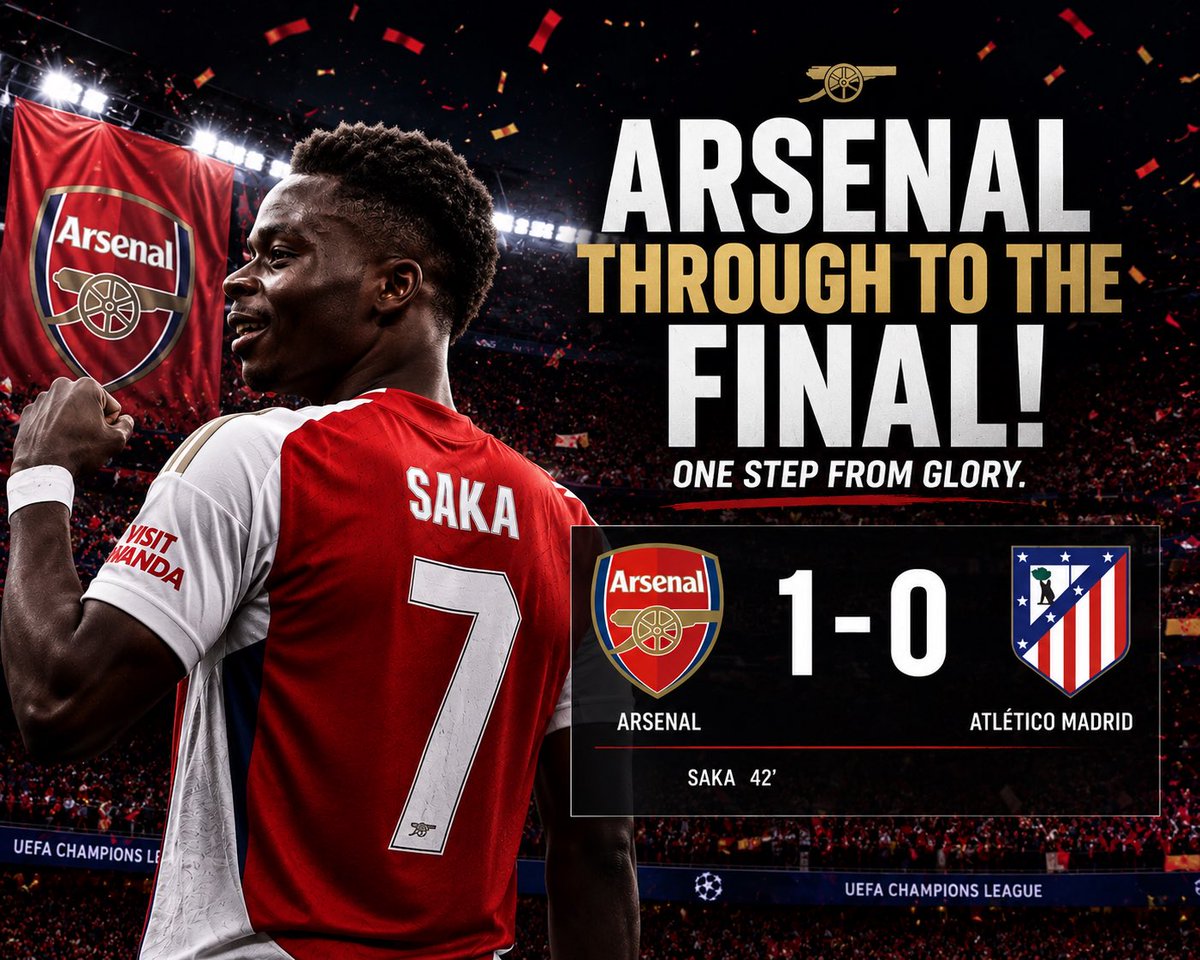 ChampionsPP's tweet photo. 🔴Saka attı, Arsenal finale! One step left. https://t.co/CDmPGrkYat