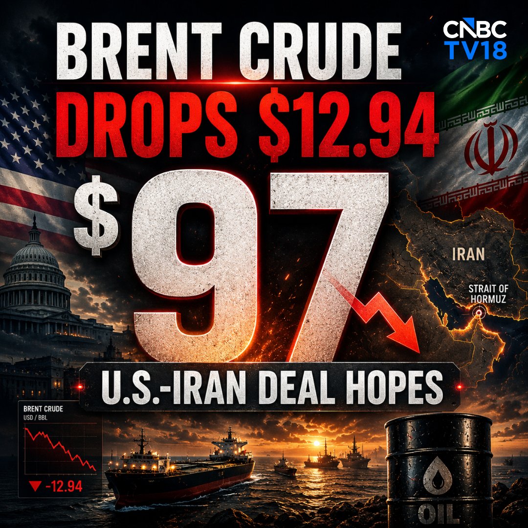 CNBCTV18Live's tweet photo. #CrudeUpdate | Sharp Fall In Crude Prices, #Brent At $97.97/bbl https://t.co/g8LNW7bqYq