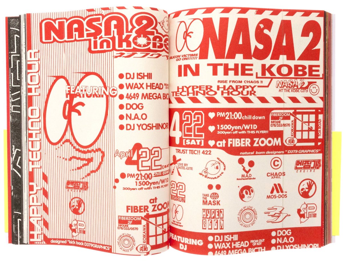 notdagen's tweet photo. @mewfeuille I raise you ‘90s-‘00s hardcore techno gig flyers in Japan 
(Book is Manga Corps by Gabber Eleganza) https://t.co/ahrOocmeyG