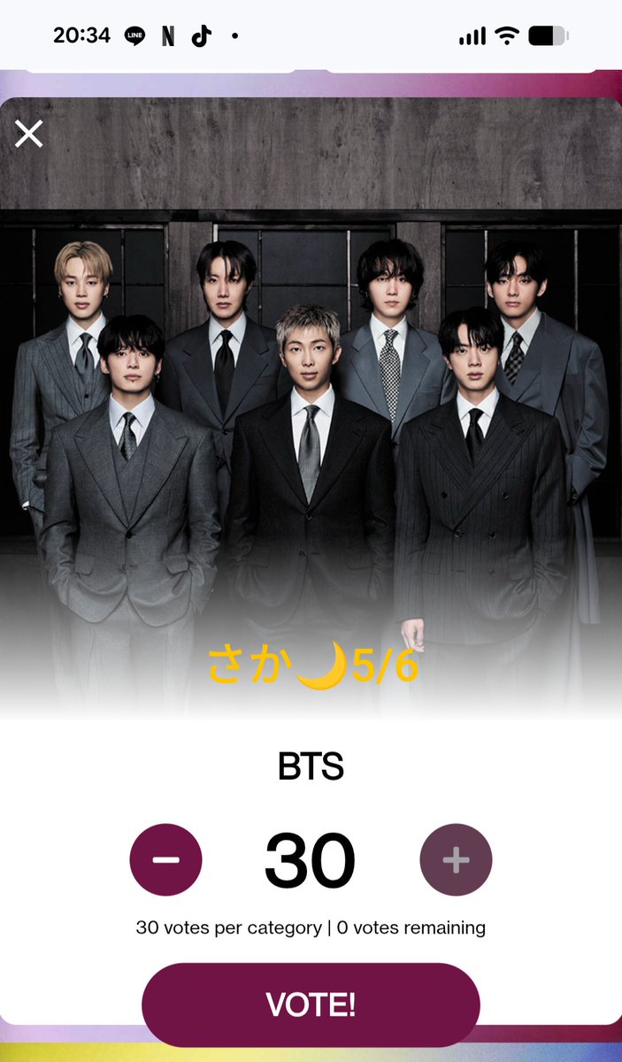 20cDRRYfIkwiBmH's tweet photo. 5/6投票🗳完了✨
2026 American Music Awards

BTSが3部門にノミネート中🩷🩷🩷

🏆ARTIST OF THE YEAR
🏆BEST MALE K-POP ARTIST
🏆SONG OF THE SUMMER - 「SWIM」

投票完了✨🗳！！
 #BTS  #BTS_SWIN https://t.co/rrBhwoNGfv