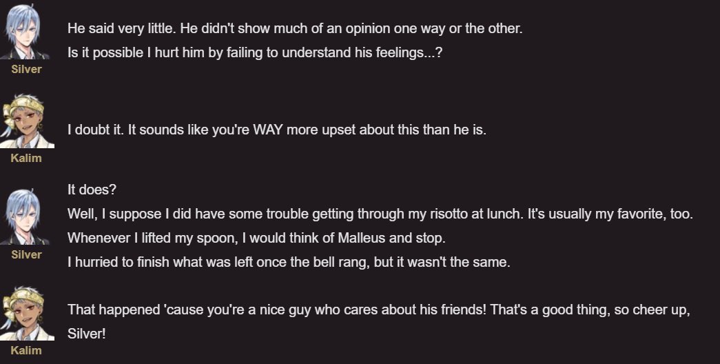 wlfofwallstre3t's tweet photo. hello my name is silver i have a very normal healthy relationship with malleus so much so that the idea of upsetting him makes me unable to eat https://t.co/35AxBD3ImN