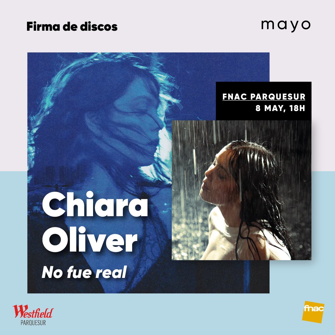 Fnac_ESP's tweet photo. 🎵 FIRMA DE DISCOS DE CHIARA OLIVER EN FNAC PARQUESUR 🎵  

Este viernes a las 18h en Fnac Parquesur.

⚠️ Evento gratuito hasta completar aforo. Solo se firmarán discos y vinilos. https://t.co/smNtQnlgAx