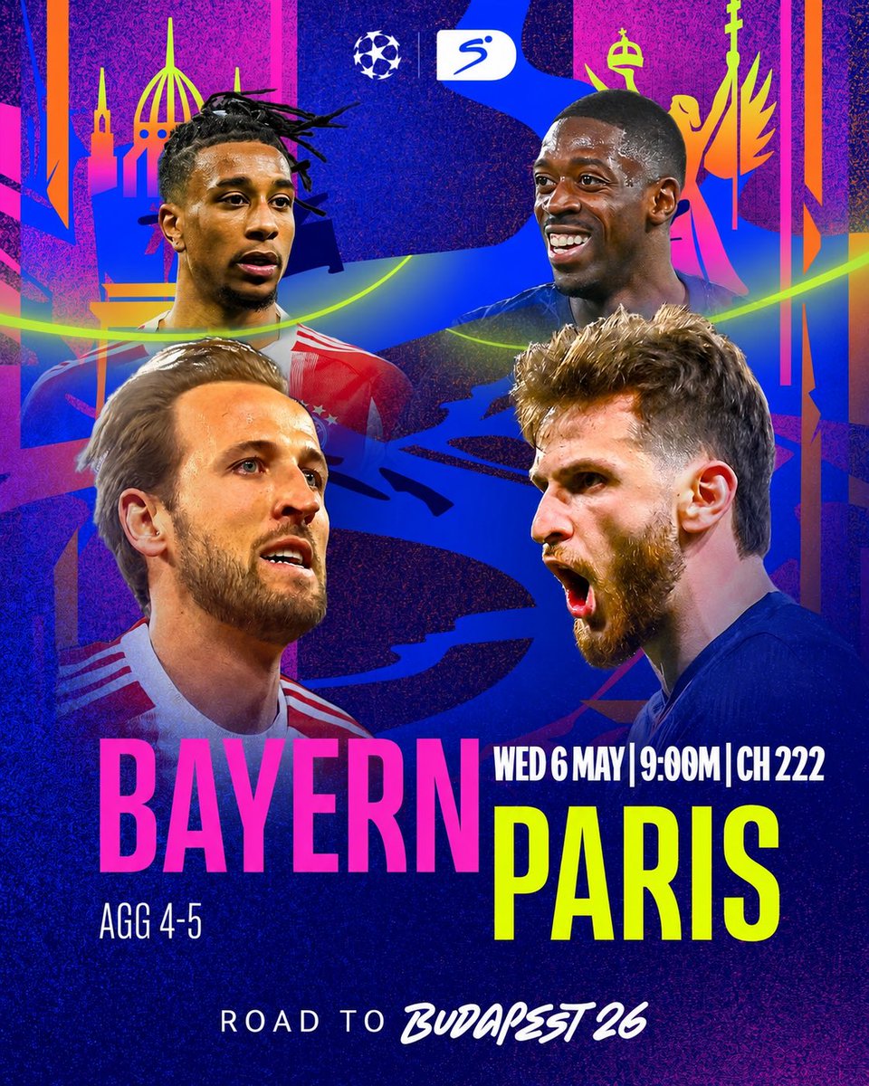 DStv__Rwanda's tweet photo. Second Leg Decider in the #ChampionsLeague Semifinals #BayernMunich 🆚#ParisSaintGermain Everything on the line tonight one ticket to the FINAL 

Who’s stepping up to face #Arsenal on the biggest stage?🏆let us know in the comments👇

✅#BayernMunich vs PSG  | @ 10:00Pm | Ch.222 https://t.co/UrcxpNcVDO