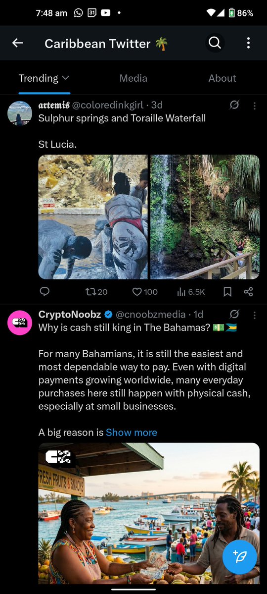 Find the Communities Tab, Search for Caribbean Twitter. It's not very active, unfortunately.
