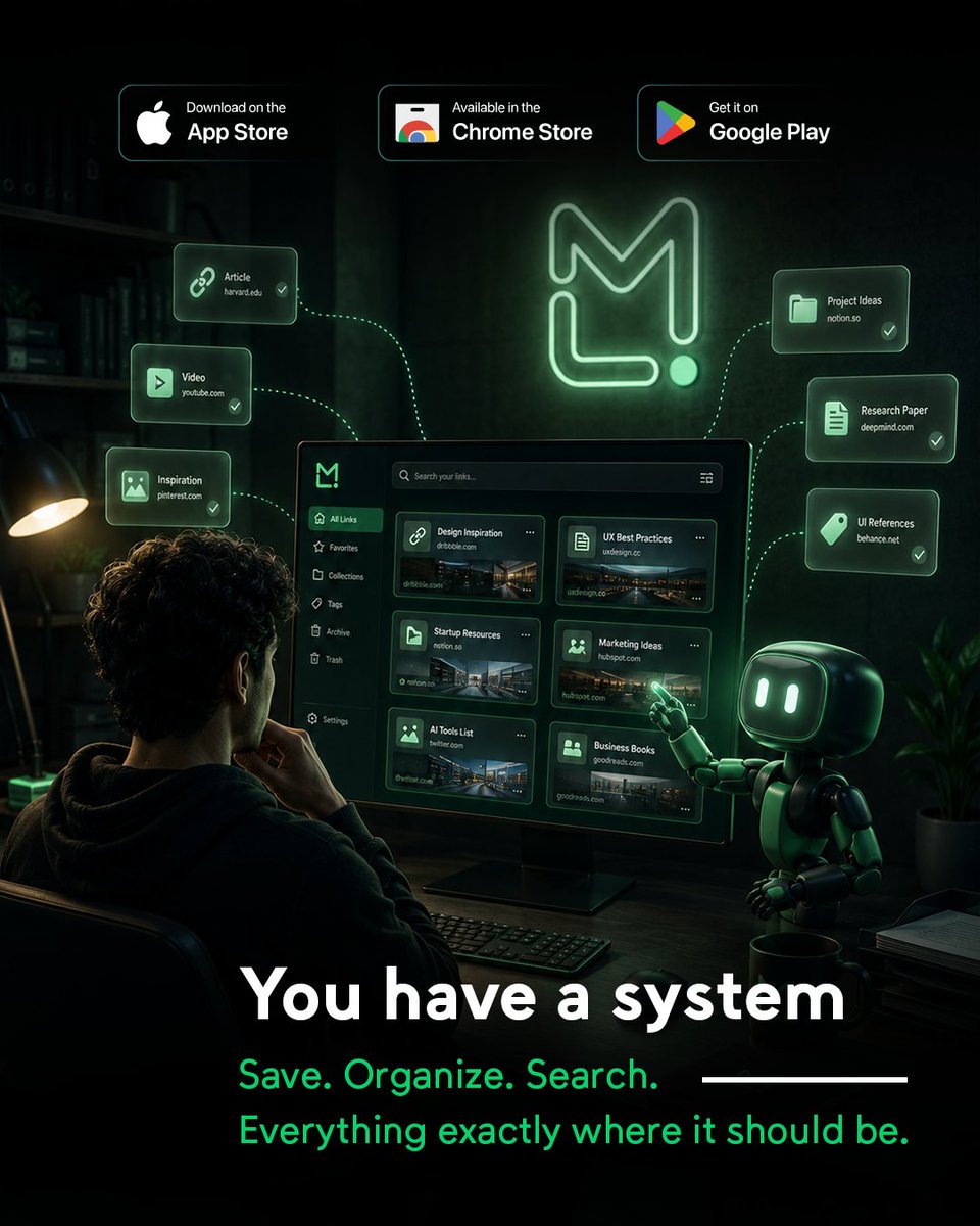 LinkMarkApp's tweet photo. Which one are you? 👀

Save links everywhere.
Search again later.
Feel overwhelmed. 😵‍💫
OR...
Have a system. 🧠✨

Download: https://t.co/1YBFneu2Ib

#LinkMark #Systems #Productivity #Clarity #AiTools https://t.co/S348B7KCls