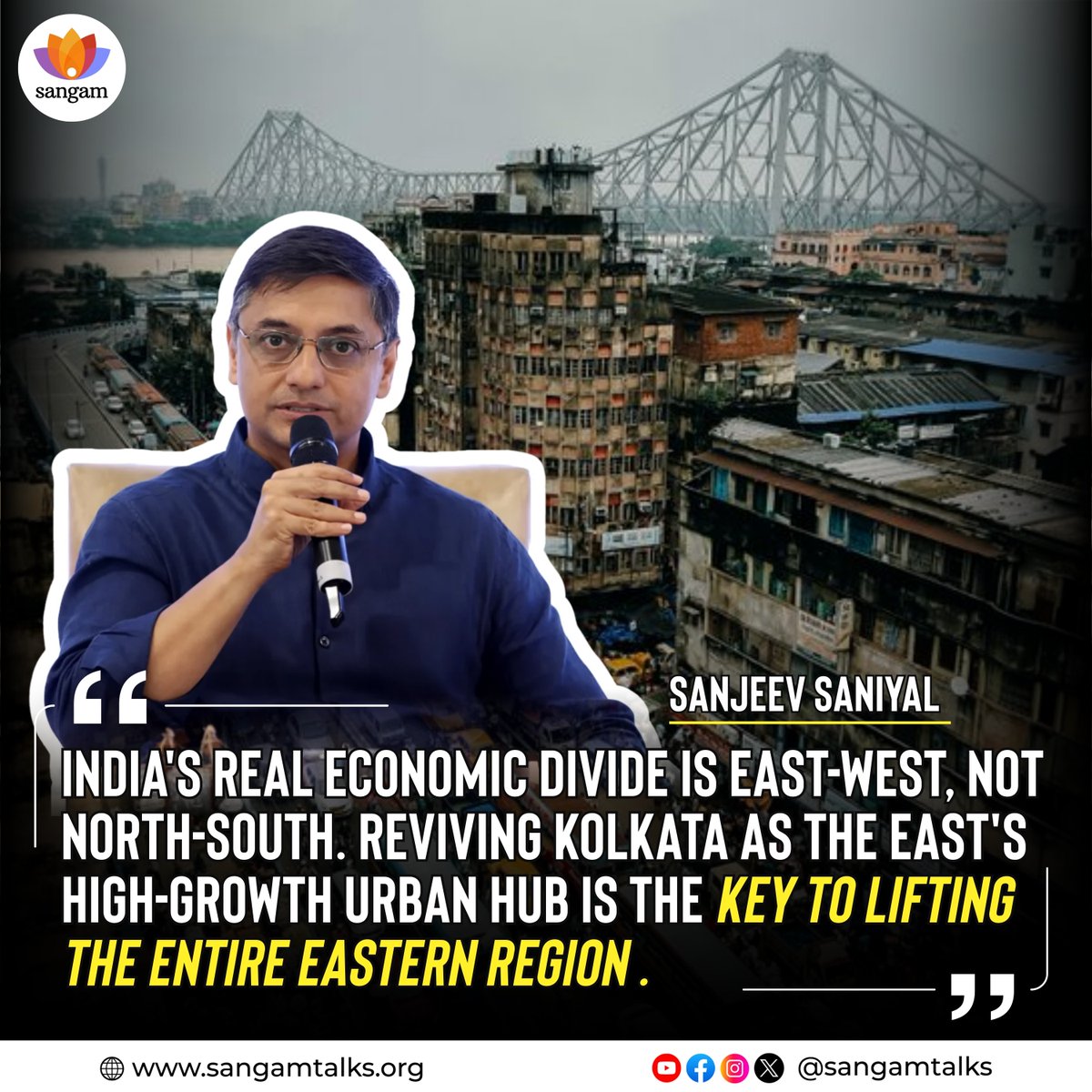 sangamtalks's tweet photo. Sanjeev Sanyal makes a powerful case for why reviving Kolkata as a high-growth economic hub could transform the future of eastern India and rebalance the nation’s growth story. @sanjeevsanyal https://t.co/ifkG4CKFRY