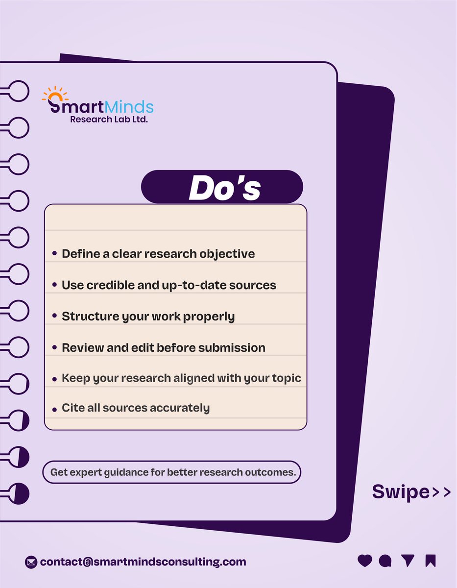 SMResearch_'s tweet photo. The difference between average and excellent research is in the details.
Follow the right approach and avoid errors that can affect your results.

#researchguide #smartmindsresearch #academicexcellence
#studenttips #researchprocess #studysupport https://t.co/lsYWe4UWZq